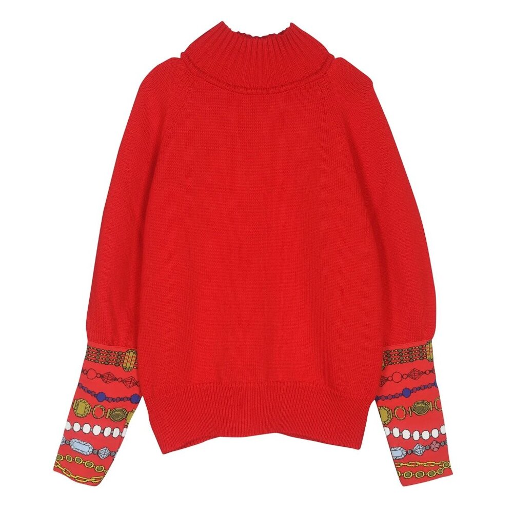 Mii Collection Au Cinema Deepika Bollywood Mock Neck Jaquard Sweater Women Large